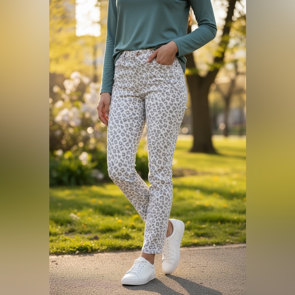 Tractr Jeans | Mona High Rise Slim Fit Animal Print Jeans - NWT